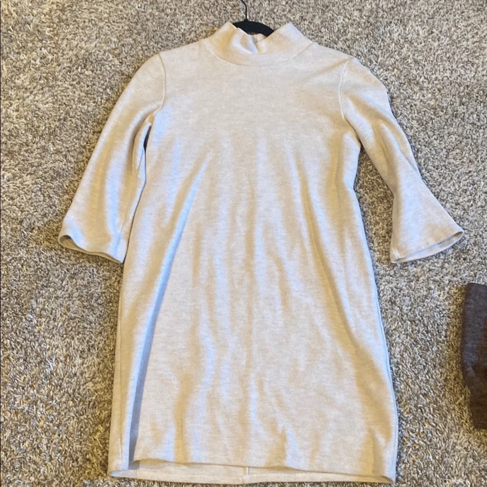 Zara OatmealMock Neck Sweater Dress - Picture 1 of 5